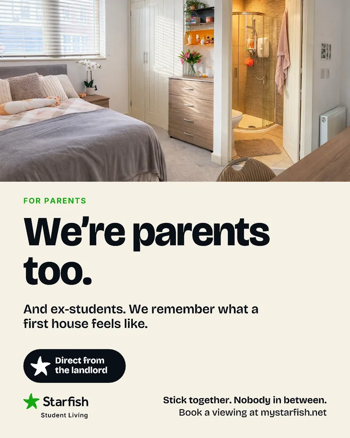 Post with a tidy bedroom photo: “We’re parents too. And ex-students.”